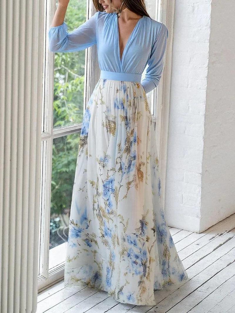Madeleine | Stunning Floral Print V-Neck Maxi Dress Dress