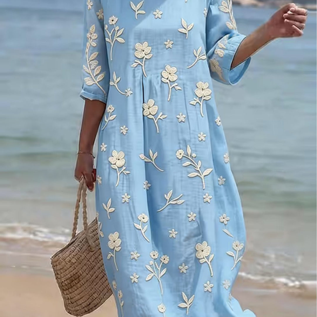 Maxine | Embroidered Mid-Sleeve Dress