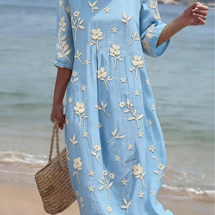Maxine | Embroidered Mid-Sleeve Dress