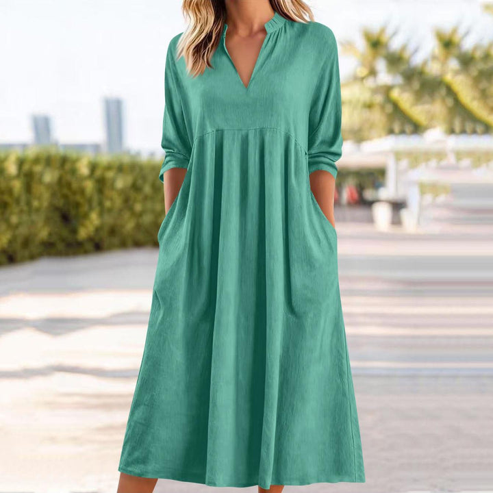 Amber | Elegant Midi Dress with Pockets