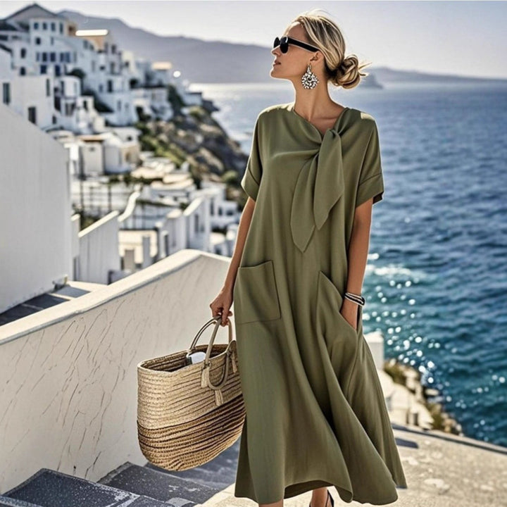 Alexis | Flowy cotton blend Maxi Dress with Pockets