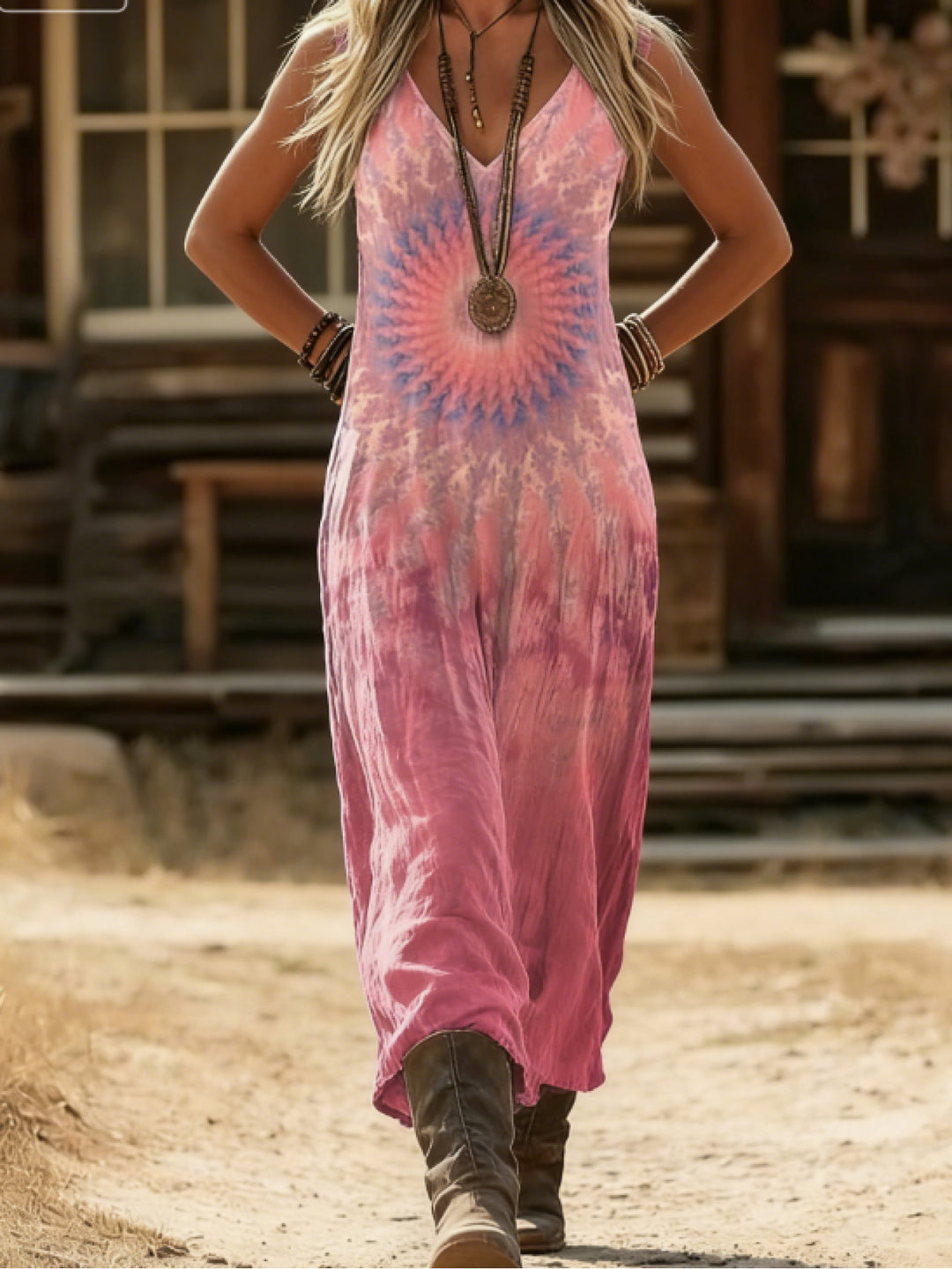 Brinley | Sleeveless Boho Print Dress