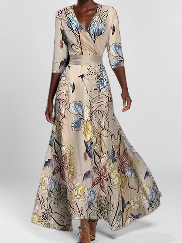 Lea | Seaside Glam Elegant Mid Sleeve Maxi Dress Ensemble