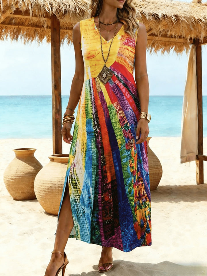 Britt | Sleeveless Boho Print Dress