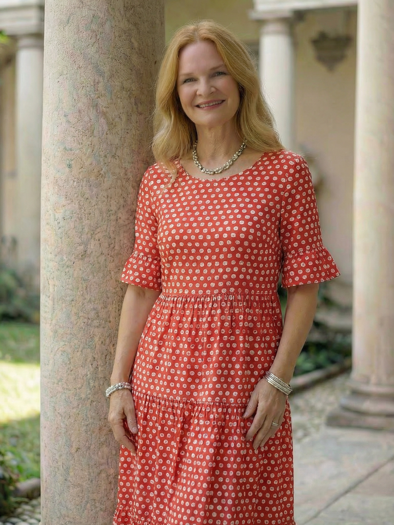 Arlo | Polka Dot Tiered Midi Dress Short Sleeve
