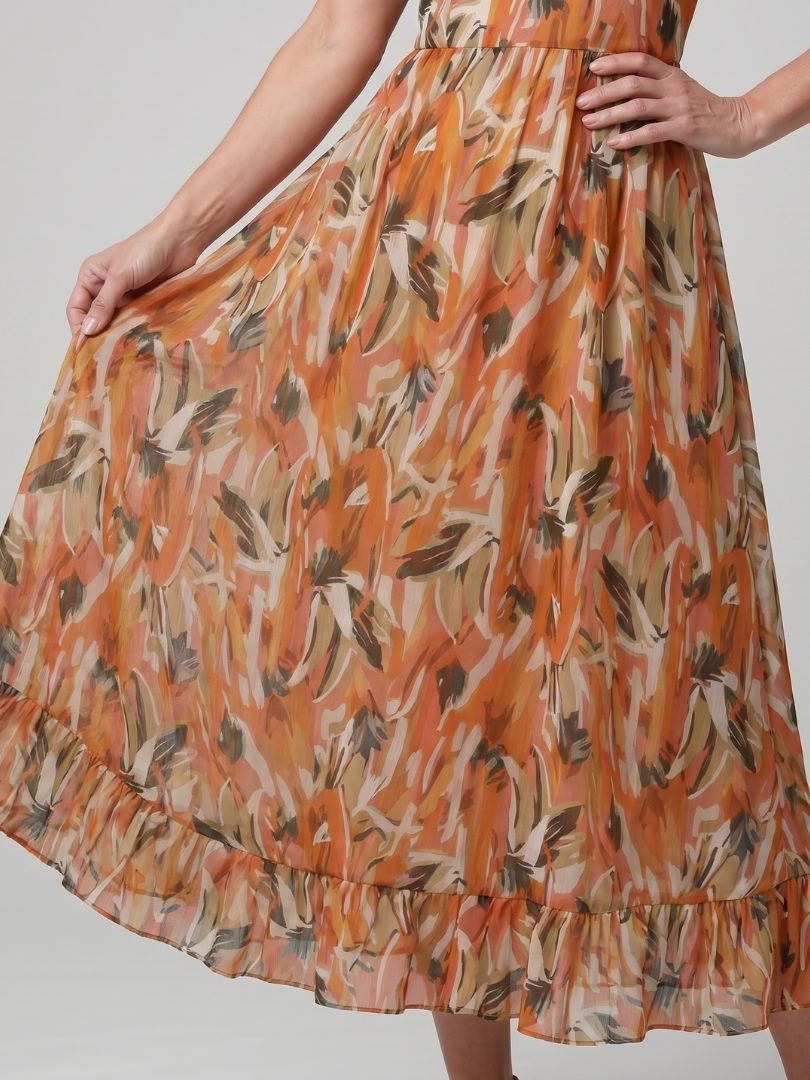 Quill | Spaghetti Strap Abstract Print Midi Dress