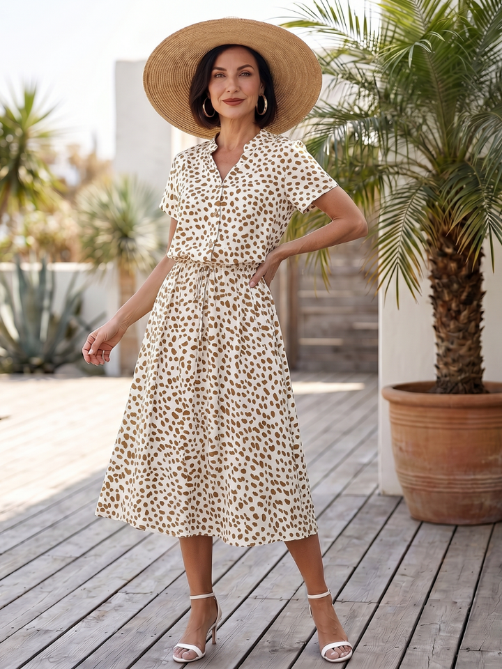 Belladonna | Printed Button Front Belted Midi Dress