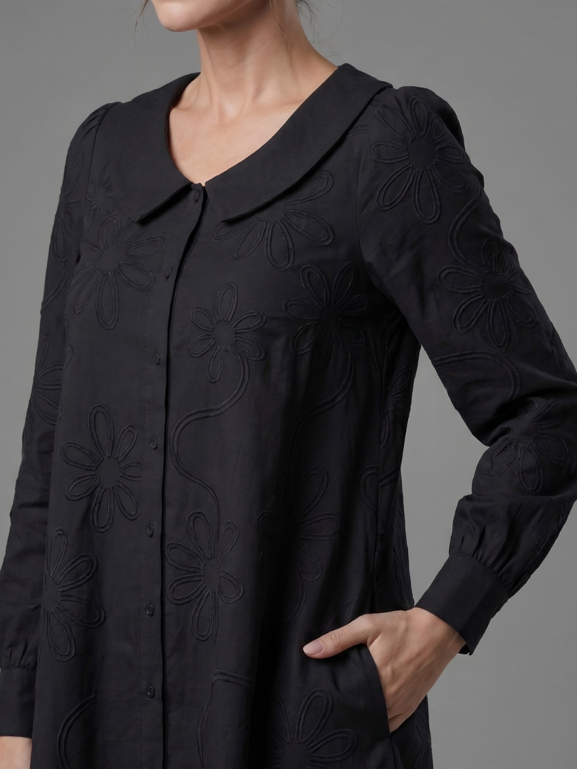 Opal | Button Front Collar Knee Length Dress