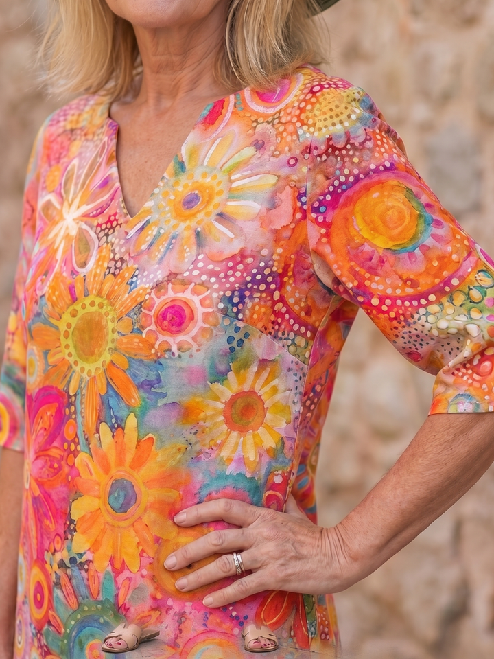 Zephyr | Multicolor Floral Pattern Knee Length Dress