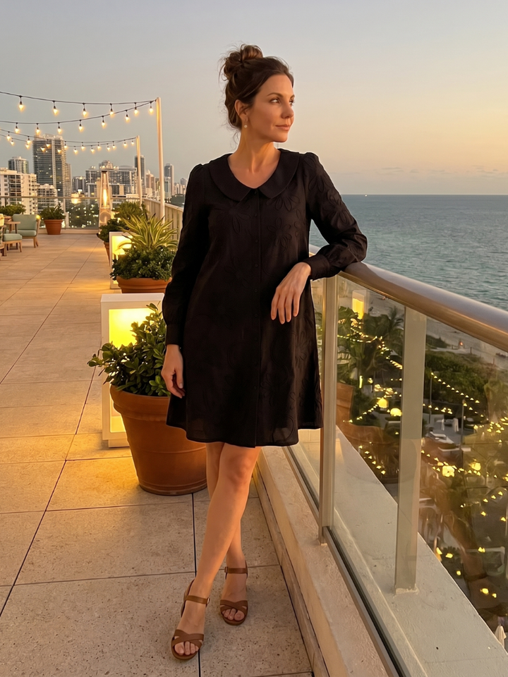 Opal | Button Front Collar Knee Length Dress