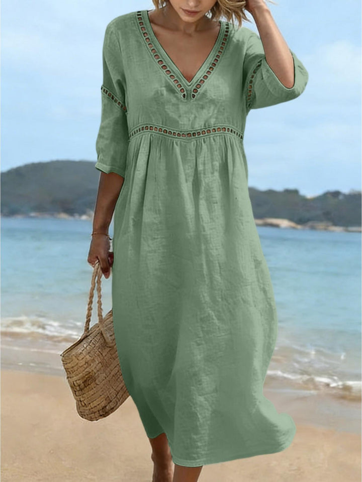 Addison | Semi Linen V-neck dress