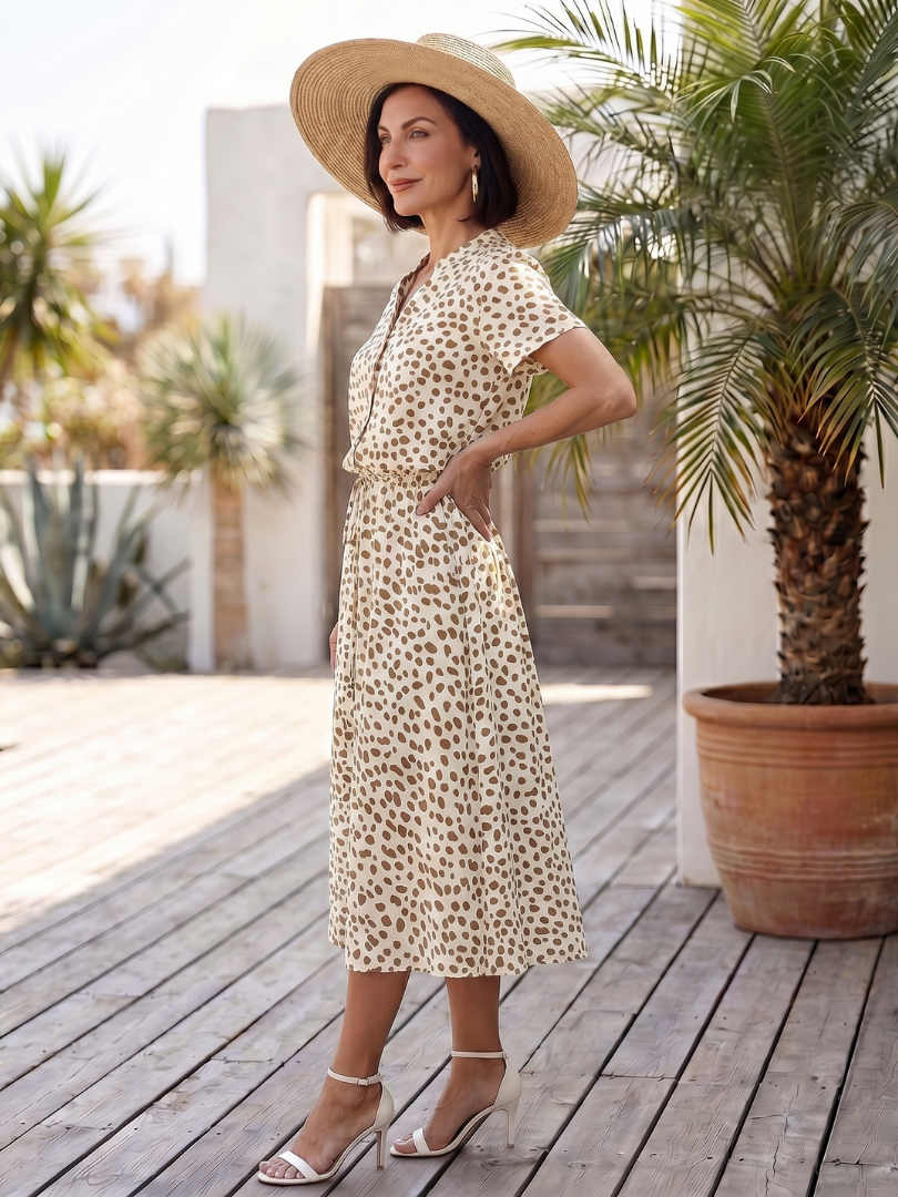 Belladonna | Printed Button Front Belted Midi Dress
