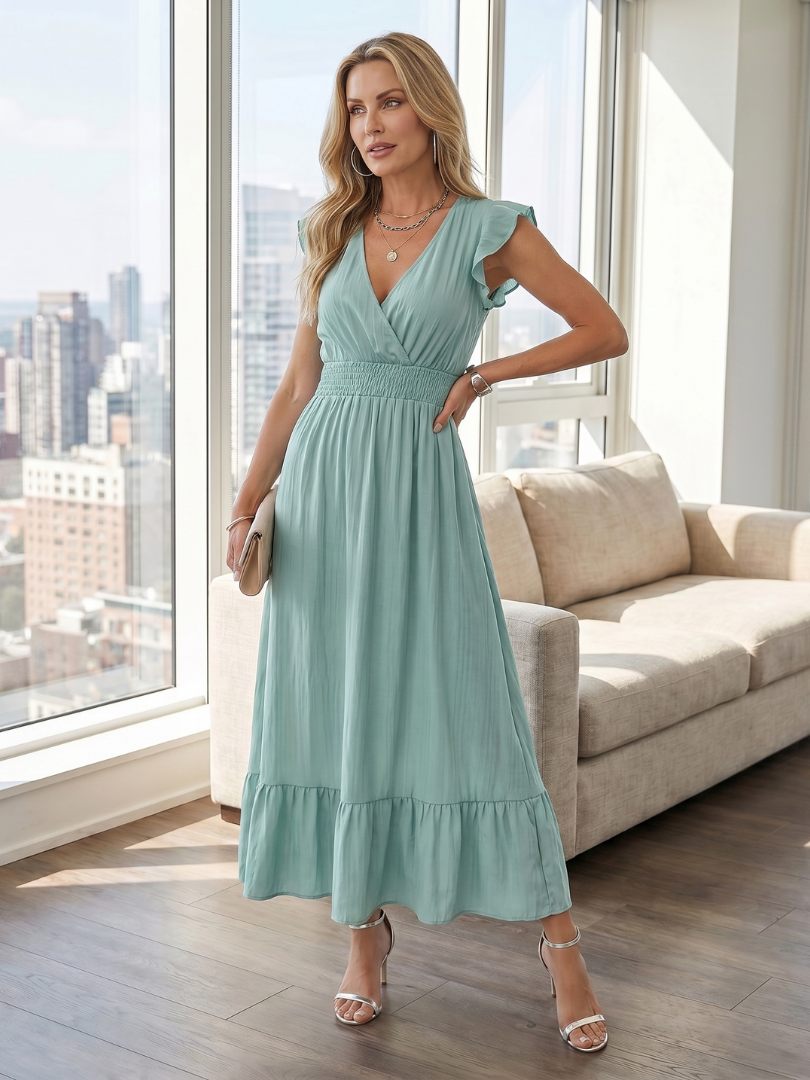Clove | Ruffle Sleeve Smocked Waist Midi Dress