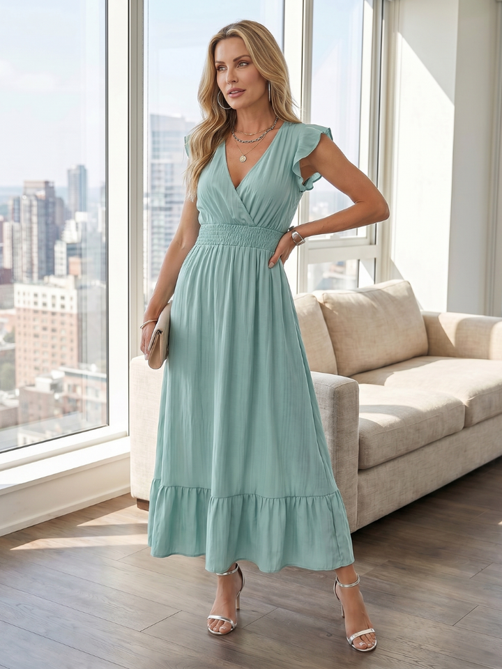 Clove | Ruffle Sleeve Smocked Waist Midi Dress
