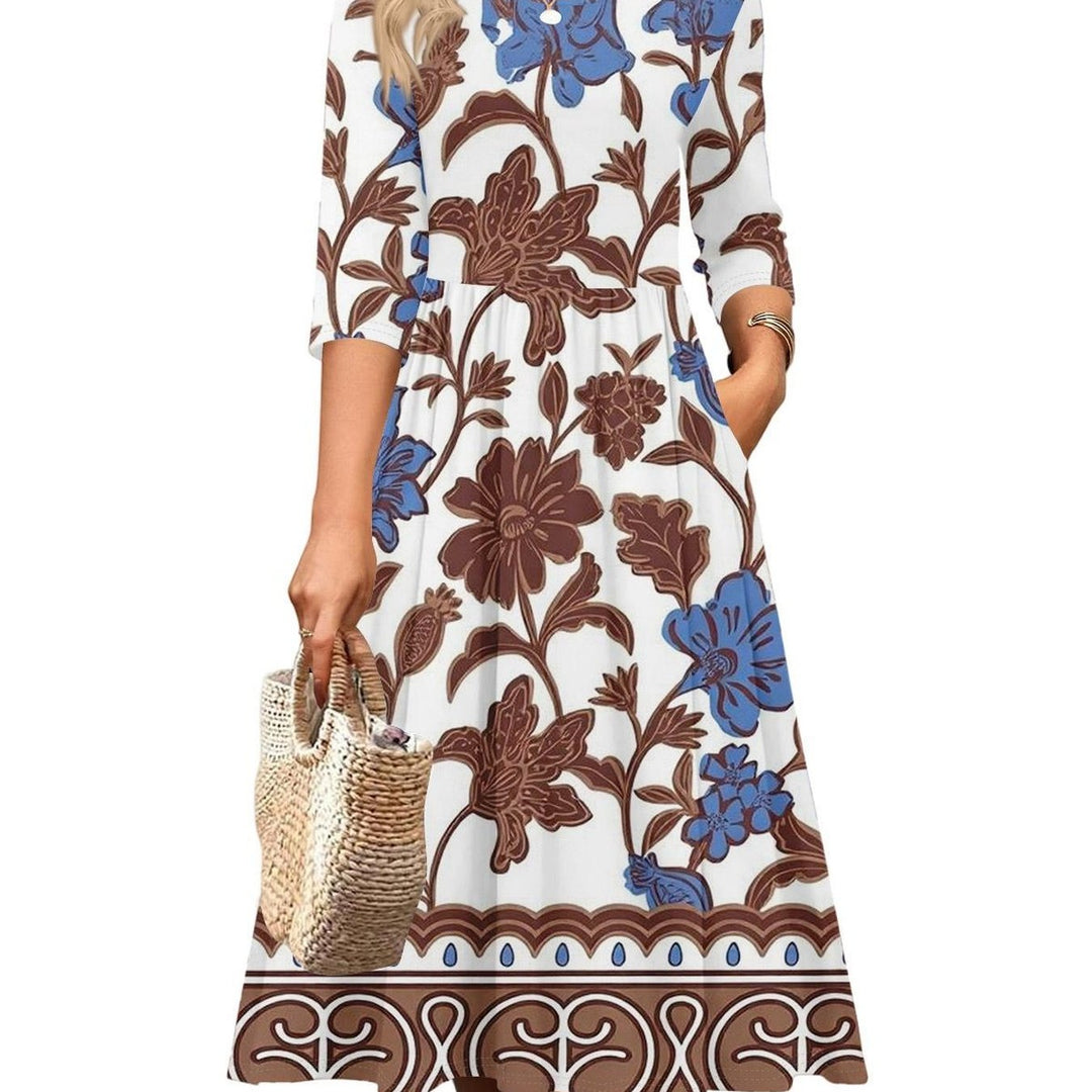 Jesslyn | Flowy A-Line Midi Tshirt Dresses with Pockets
