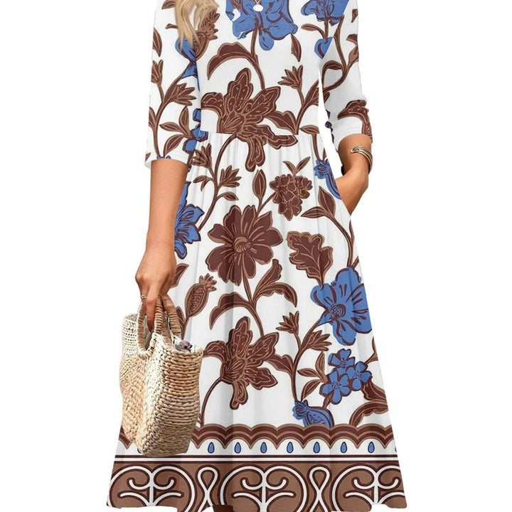 Jesslyn | Flowy A-Line Midi Tshirt Dresses with Pockets