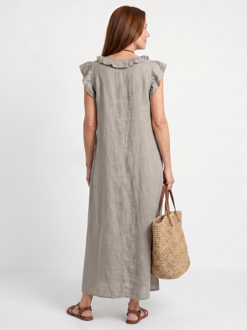 Adelaide | Ruffle Trim Sleeveless Neck Midi Dress