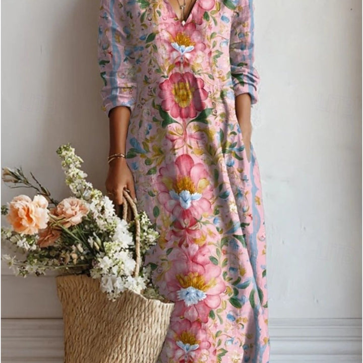 Literary Plant Print Pocket A-Line Dress