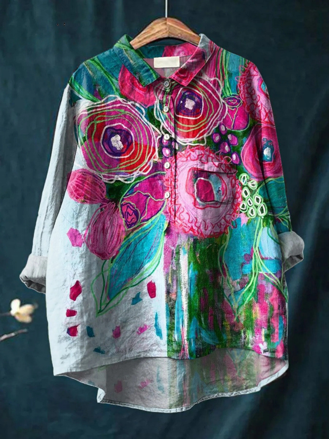 Ella | Vintage Lovely Floral Art Print Casual Shirt