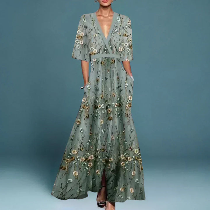 Hazel -  Elegant Floral Wrap Dress