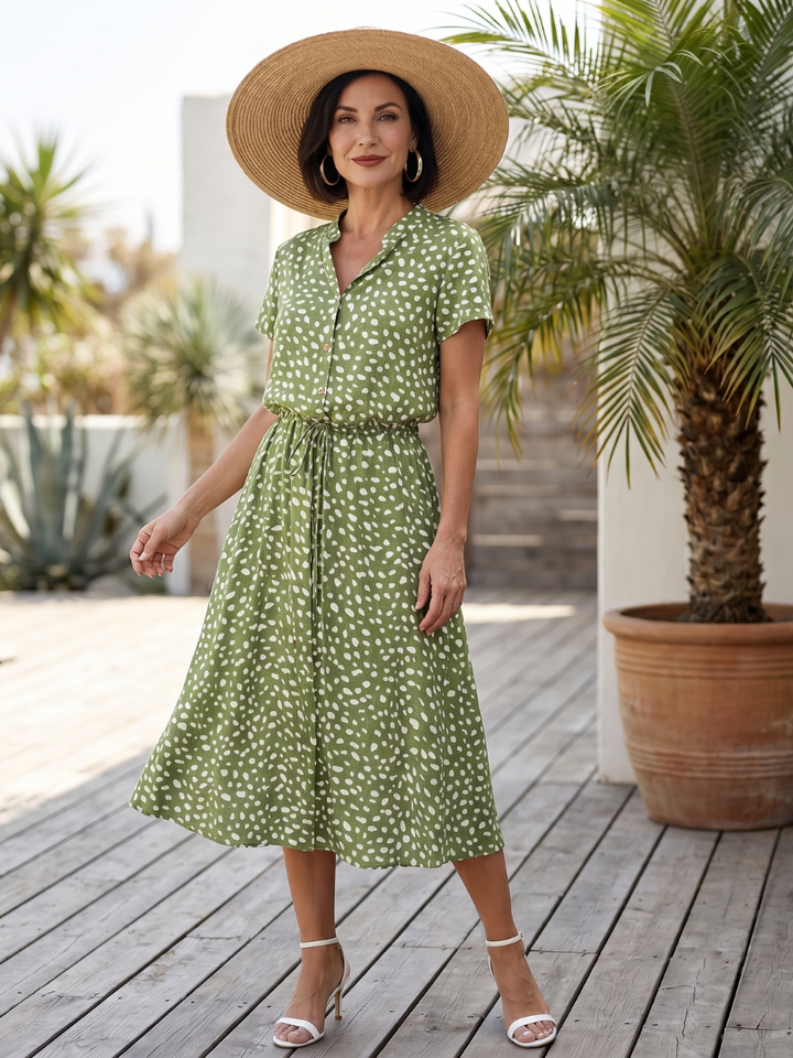 Belladonna | Printed Button Front Belted Midi Dress