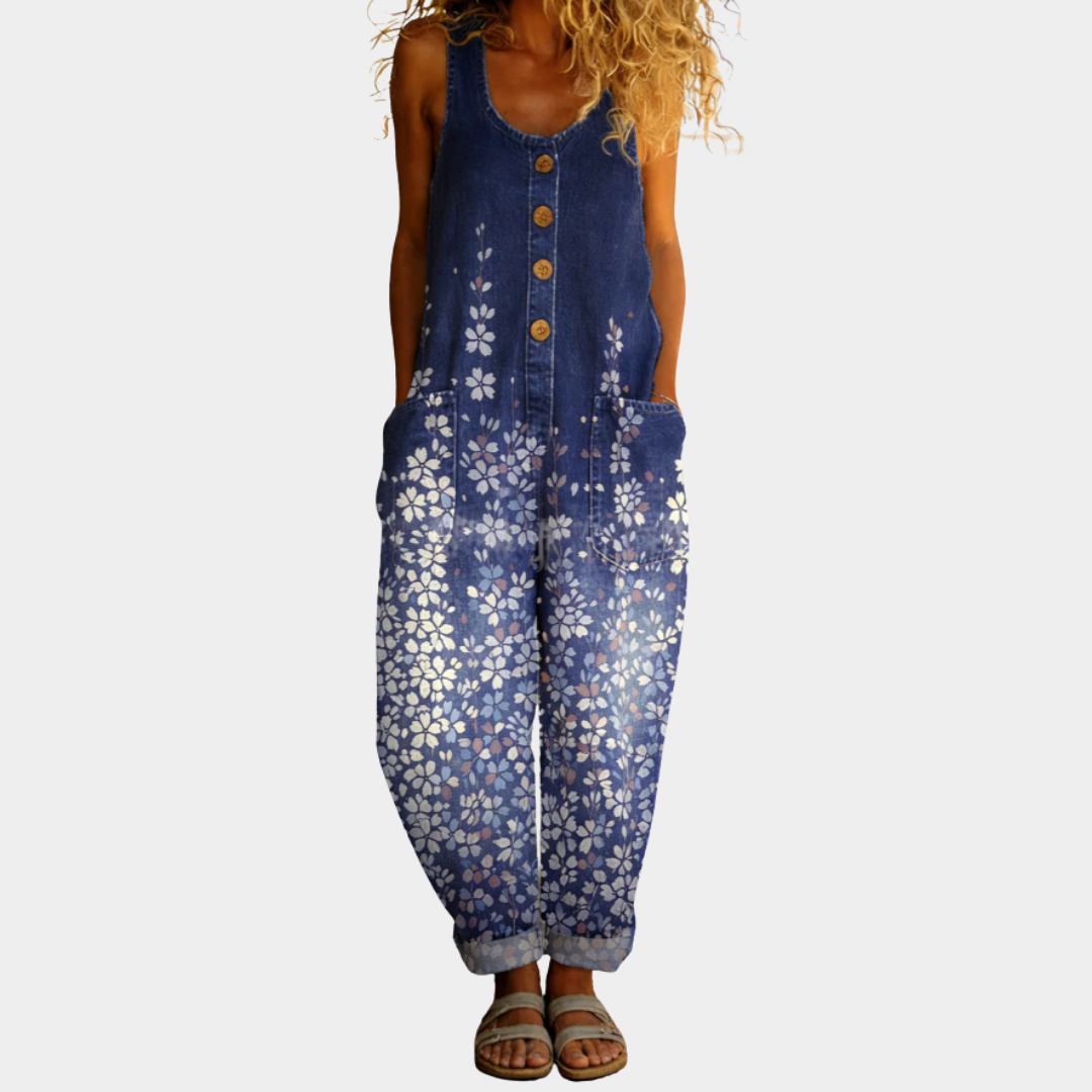 Women's Casual Denim-Look Jumpsuit