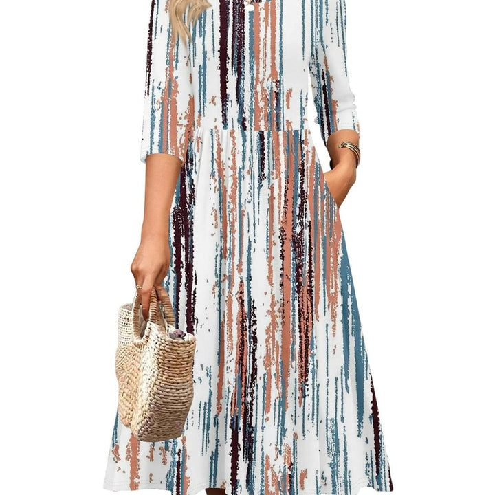 Jesslyn | Flowy A-Line Midi Tshirt Dresses with Pockets