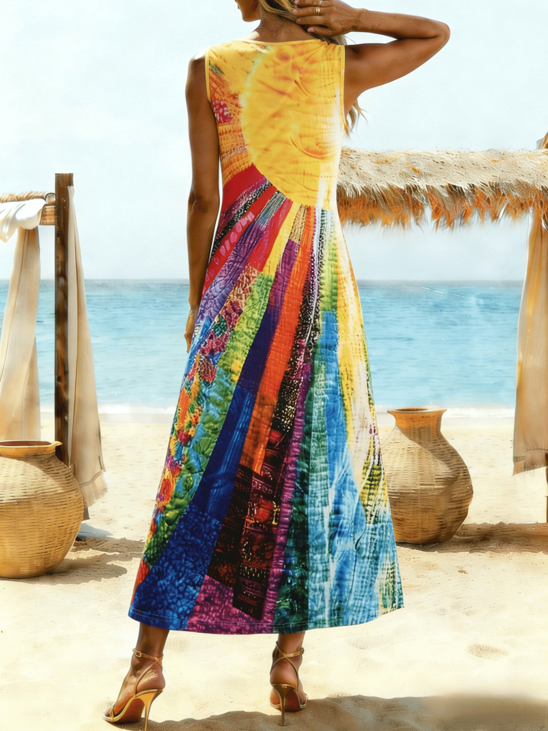 Britt | Sleeveless Boho Print Dress