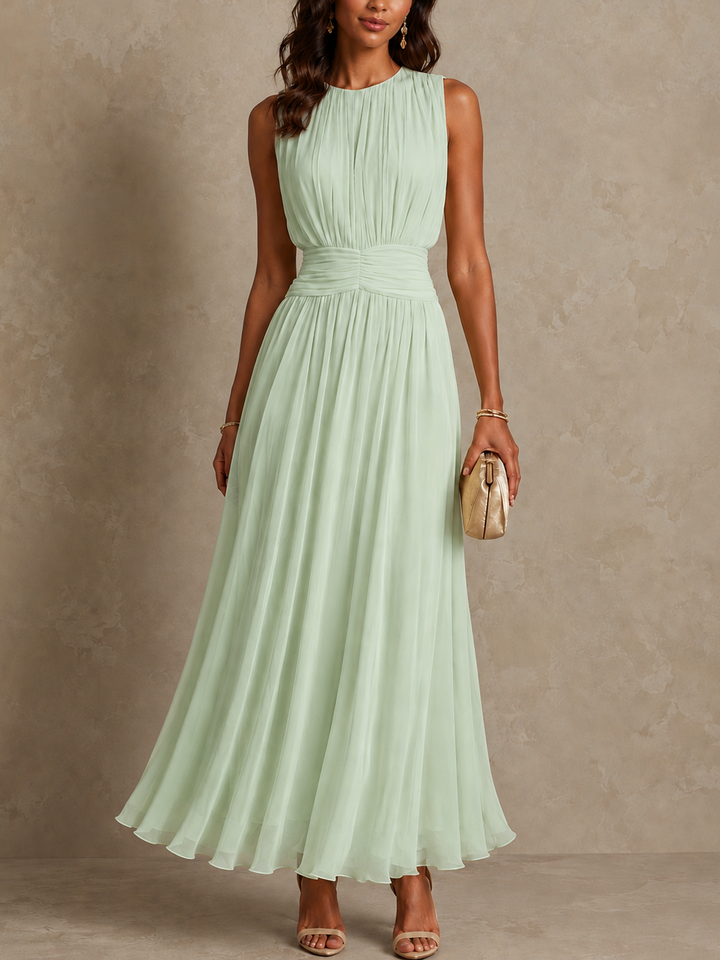 Angela™ Ruched Waist Sleeveless Maxi Dress