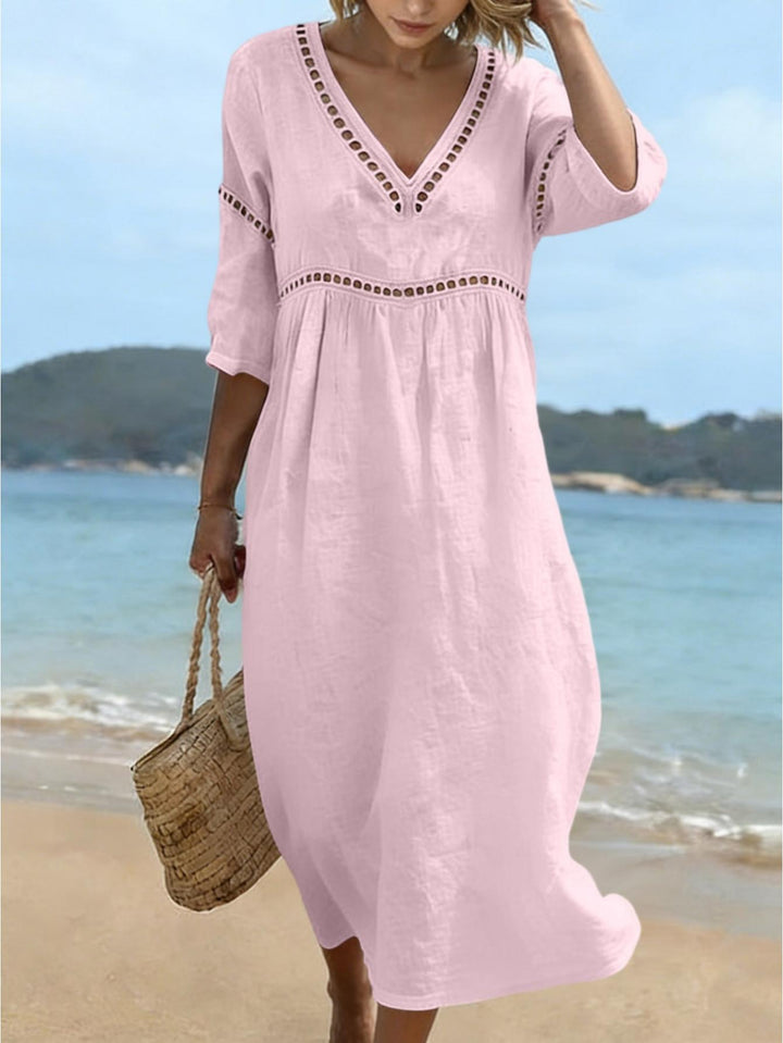 Addison | Semi Linen V-neck dress