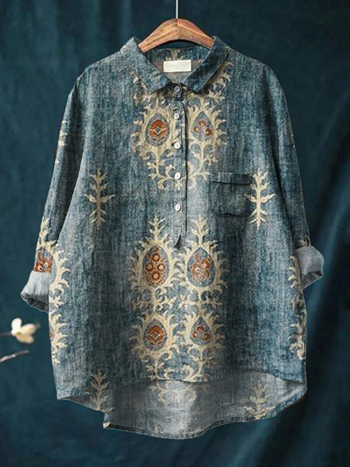 Daisy | Women's Vintage Ethnic Floral Art Print Casual Shirt
