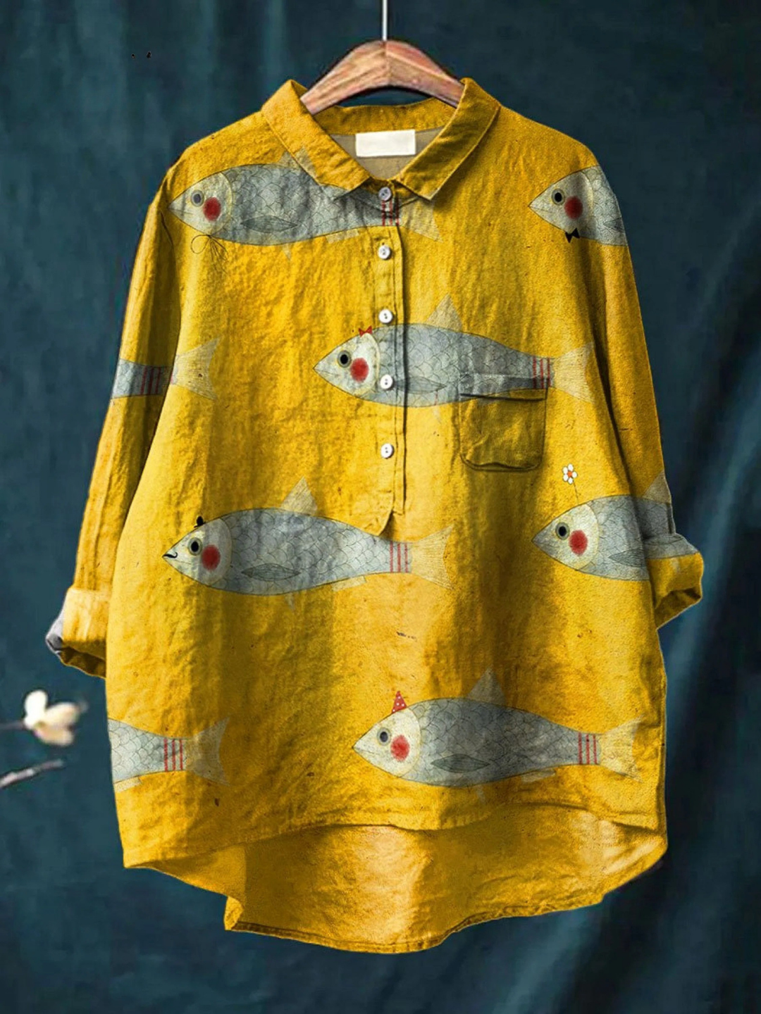 Harper | Women's Vintage Fish Art Print Casual Shirt