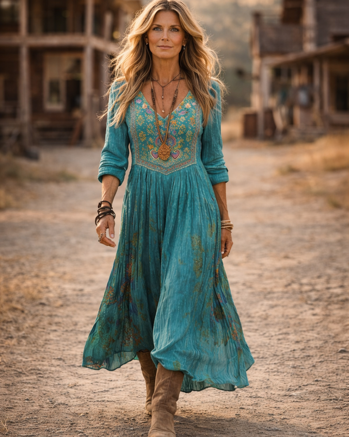 Sienna | Long Sleeve Vintage Floral Print Dress