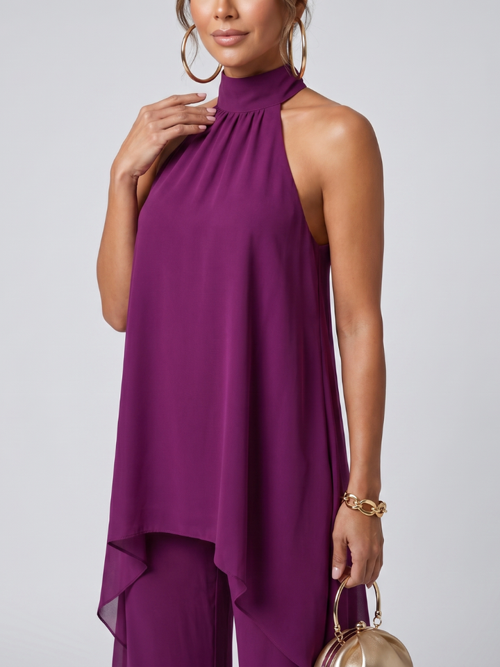 Zareen | Asymmetric Tunic Top Wide Leg Pants Set