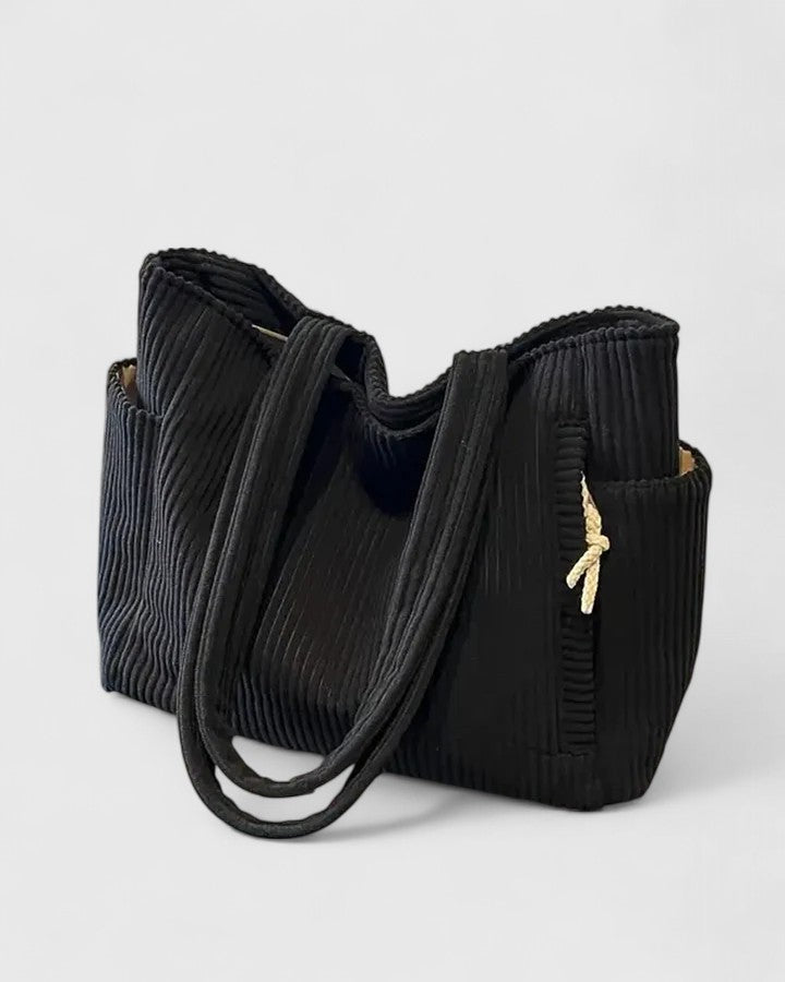 Jamie | Luxurious Ribbed Tote Bag with Cord Detail