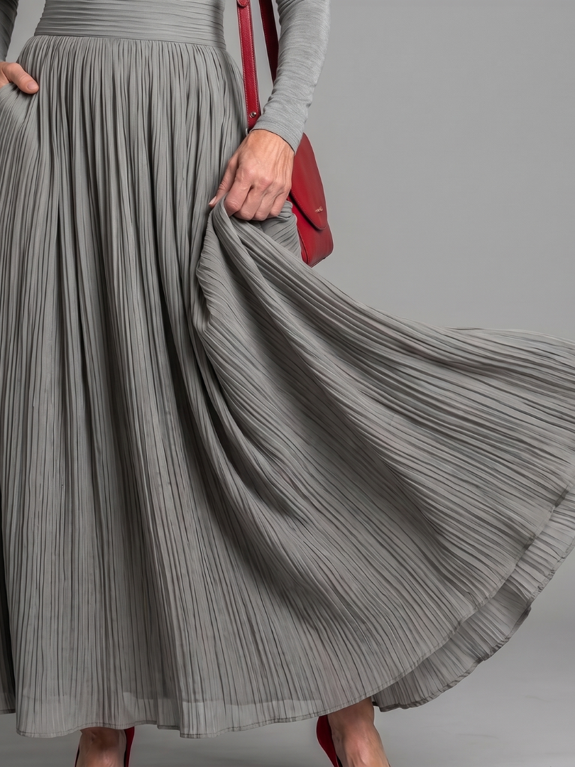 Lana | Long Sleeve Turtleneck Defined Waist Midi Dress