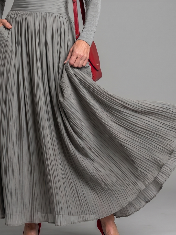 Lana | Long Sleeve Turtleneck Defined Waist Midi Dress