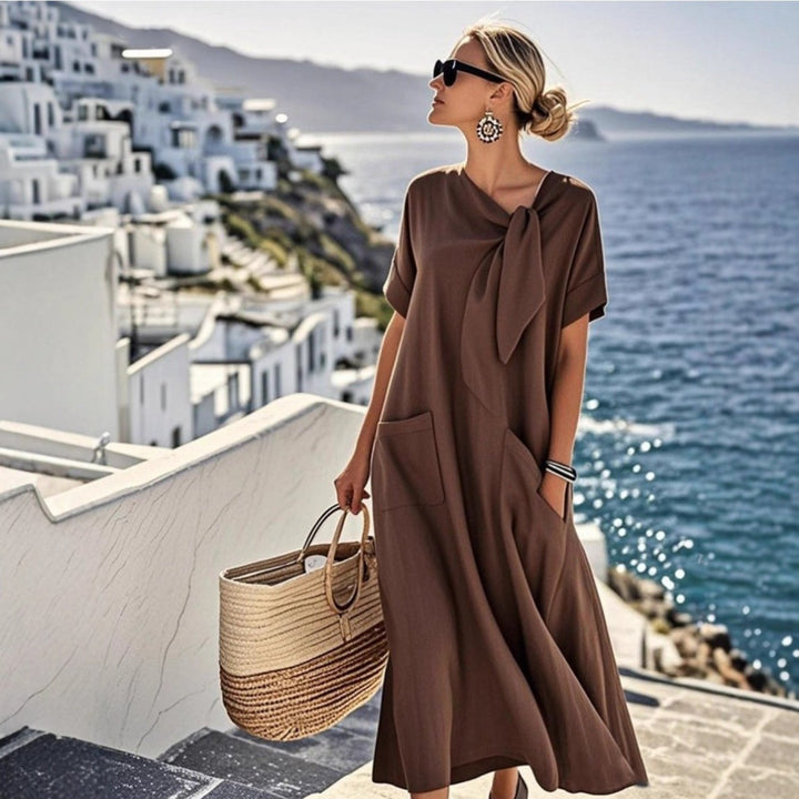 Alexis | Flowy cotton blend Maxi Dress with Pockets