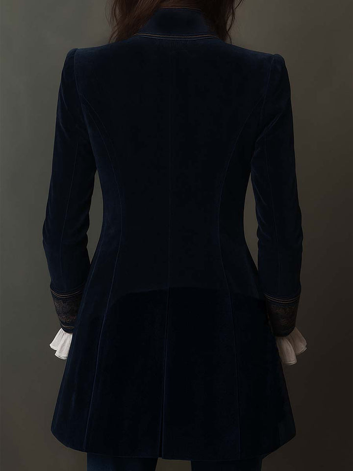 Lindsey | Long Vintage Velvet Jacket with Embroidery
