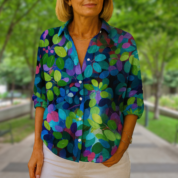 Catalina - Vibrant Artistic Button-Up Blouse