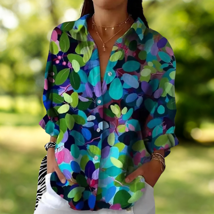 Catalina - Vibrant Artistic Button-Up Blouse