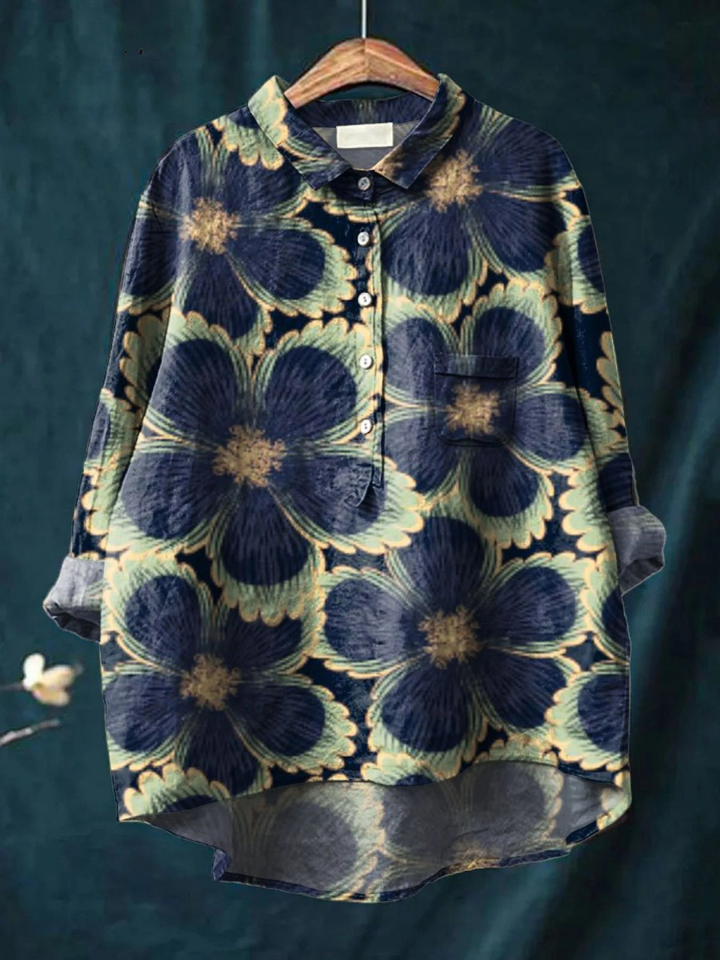 Jessica | Women's Vintage Floral Art Print Casual Shirt