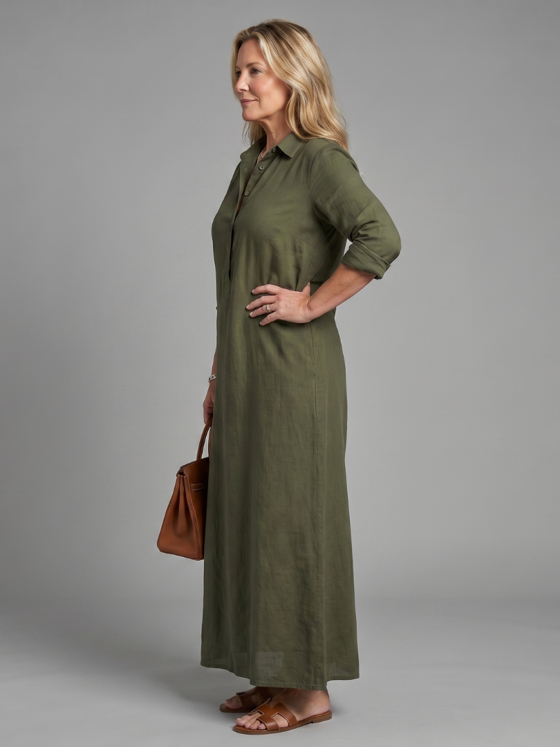 Veronica | Long Sleeve Relaxed Silhouette Maxi Dress
