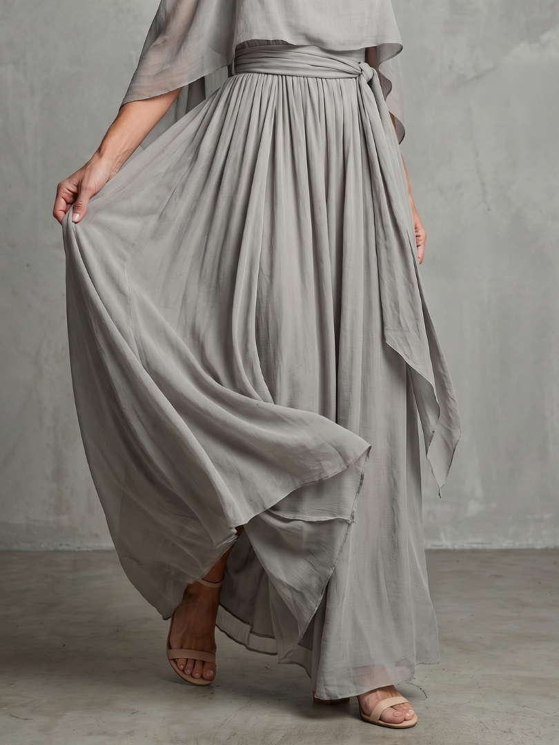 Marisol | Layered Drape Cold Shoulder Top Wide Leg Set