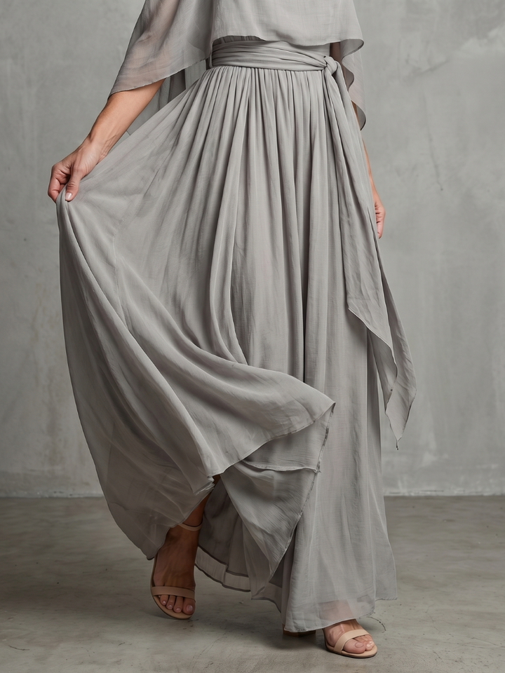 Marisol | Layered Drape Cold Shoulder Top Wide Leg Set