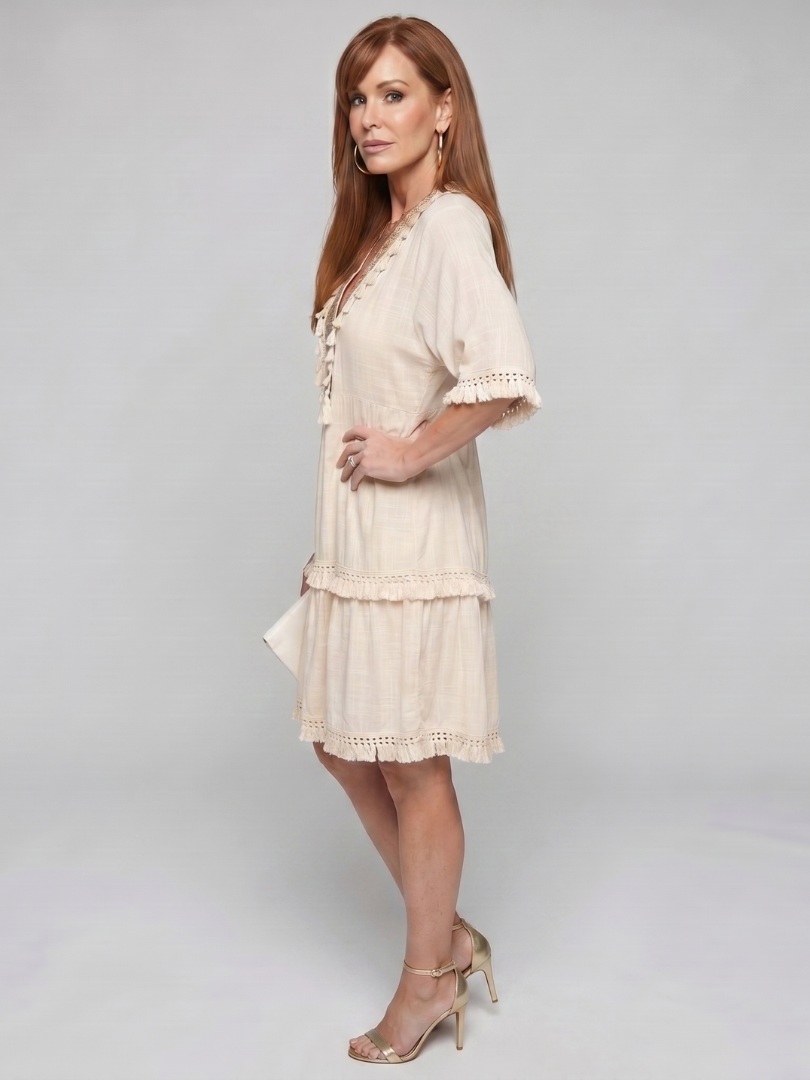 Drea | Embroidered Detail Short Sleeve Mini Dress