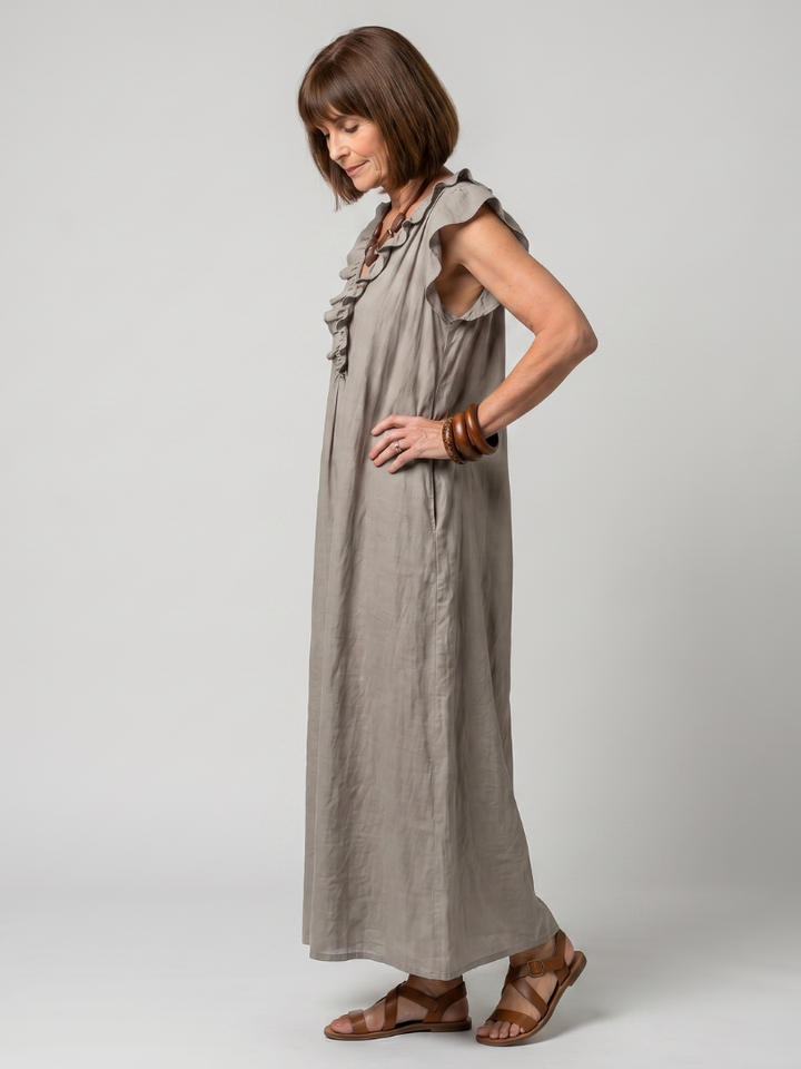 Fern | Sleeveless Ruffle Trim Midi Dress