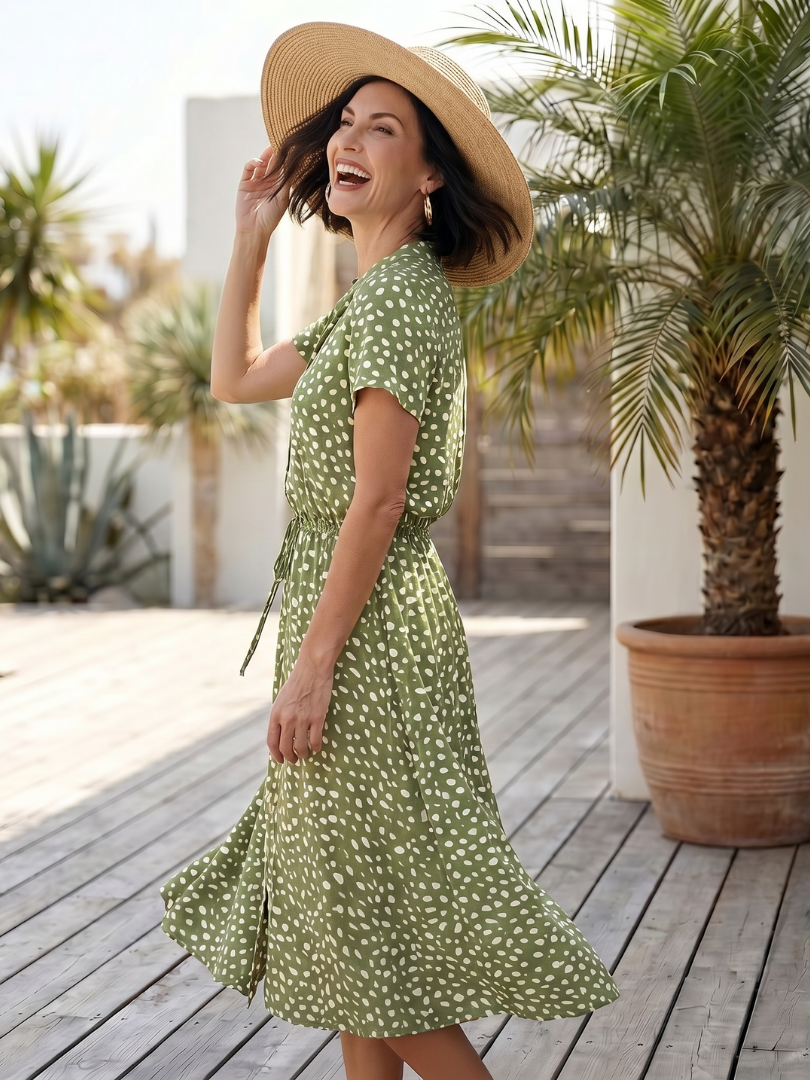 Belladonna | Printed Button Front Belted Midi Dress