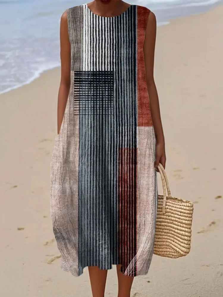 Rosenda - Summer Dress with Abstract Geometric Print
