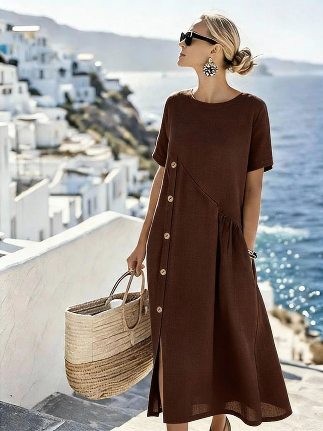 Anita | Smocked Waist Midi Dress with Pockets